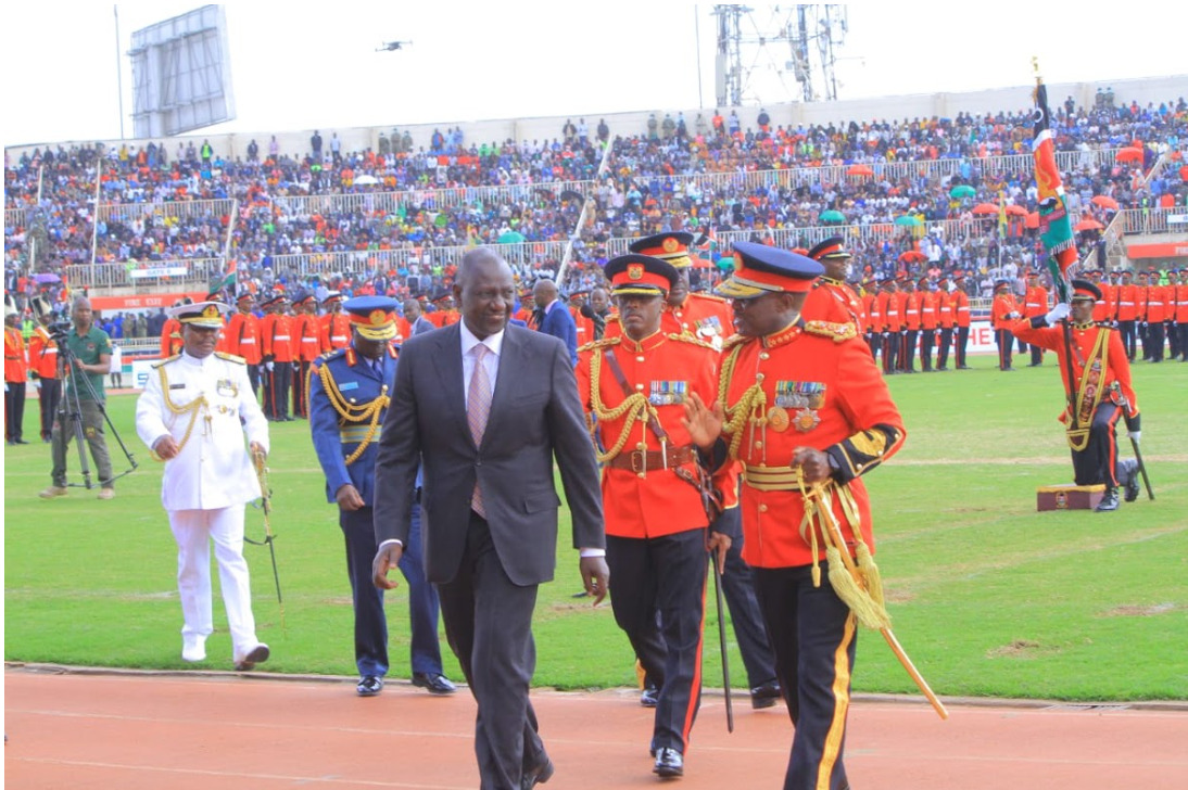 An image of President William Ruto during Jamhuri Day celebration at Nyayo Stadium
